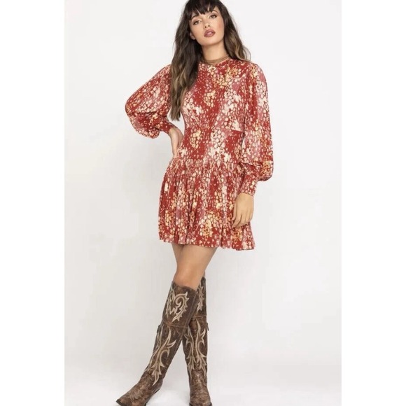 Free People Heartbeats Mini Dress M Medium Rust Combo Red Orange - Picture 1 of 16
